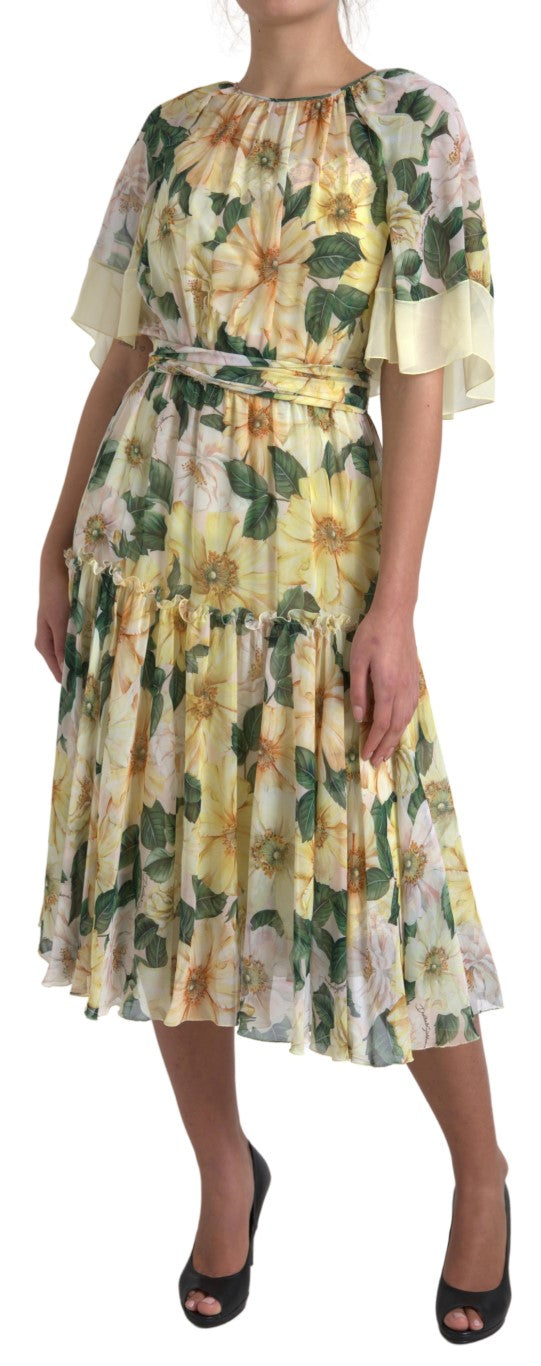 Elegant Silk Floral Maxi Dress Dolce & Gabbana