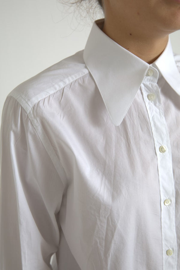 Elegant White Cotton Collared Top Dolce & Gabbana