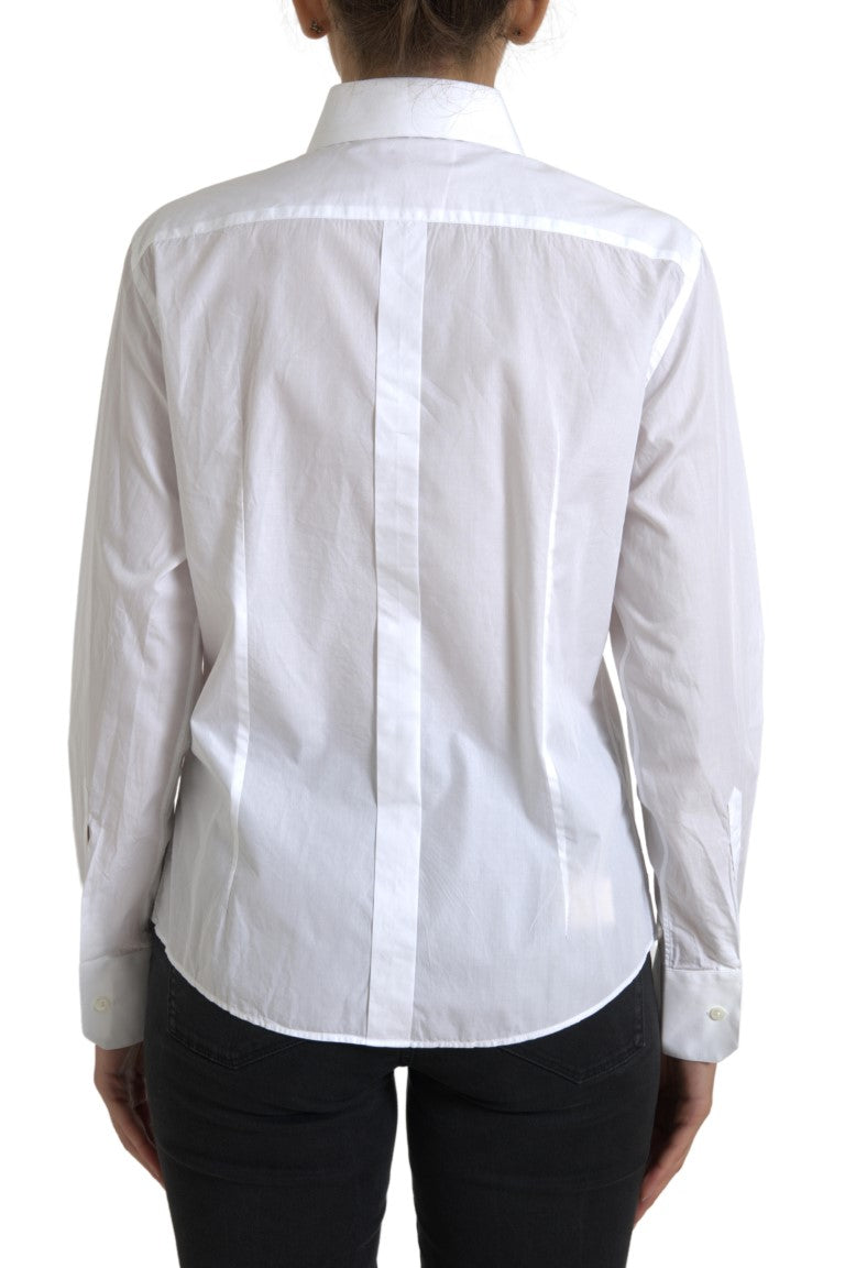 Elegant White Cotton Collared Top Dolce & Gabbana