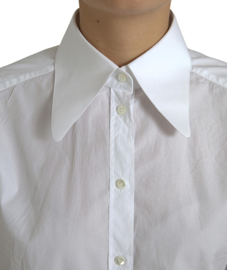 Elegant White Cotton Collared Top Dolce & Gabbana