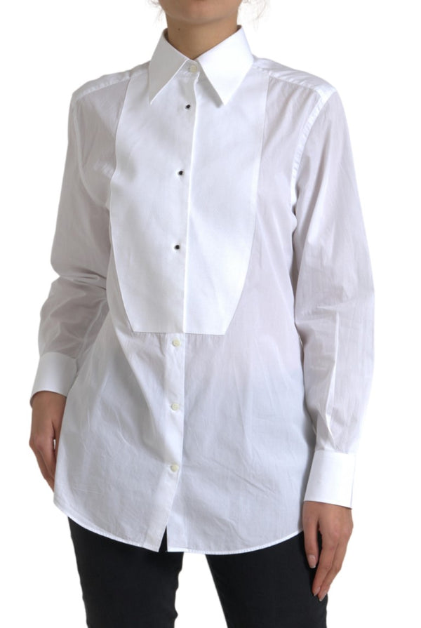 Elegant White Cotton Poplin Dress Shirt Dolce & Gabbana