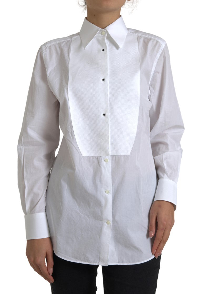 Elegant White Cotton Poplin Dress Shirt Dolce & Gabbana