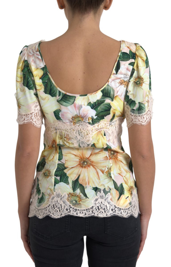 Elegant Floral Print Silk Blouse Dolce & Gabbana