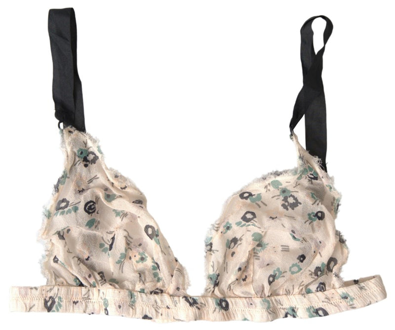 Elegant Floral Print Beige Bra Costume National