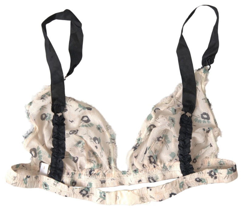 Elegant Floral Print Beige Bra Costume National