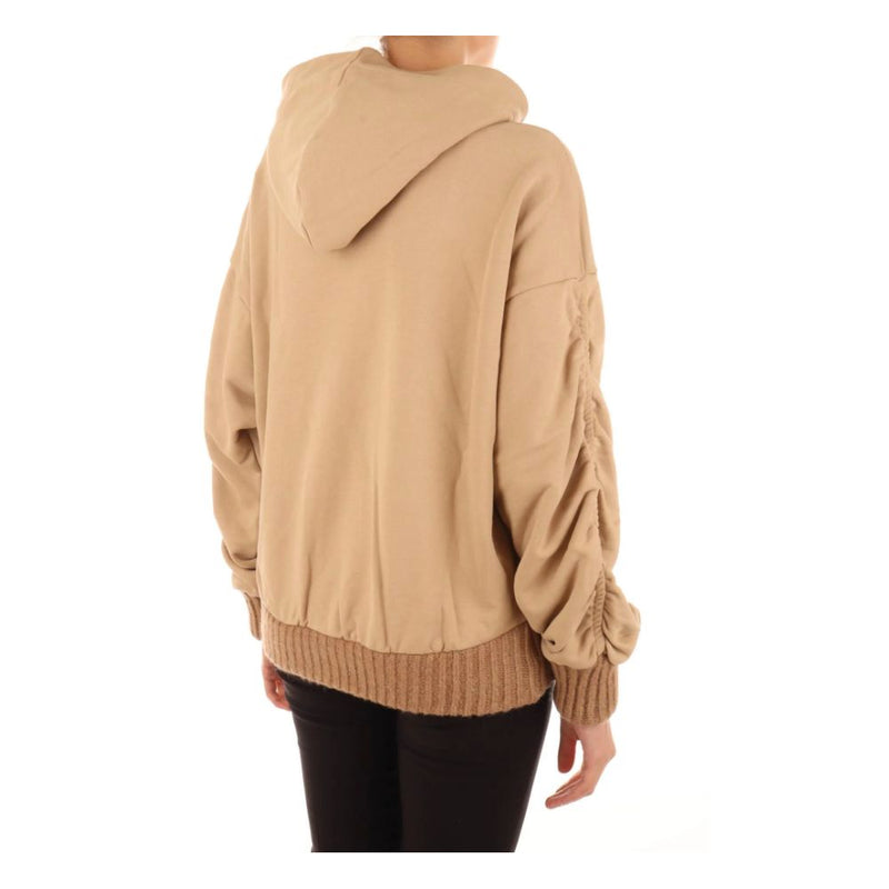 Chic Oversized Cotton Hoodie with Ruffled Sleeves Hinnominate