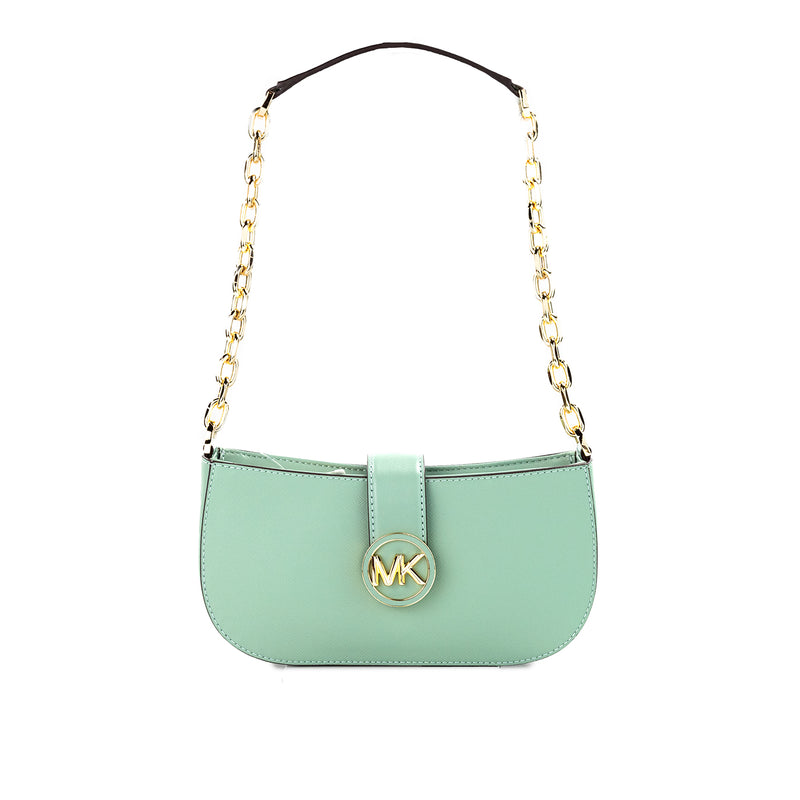 Carmen Small Sea Green Leather Pouchette Shoulder Crossbody Purse Michael Kors