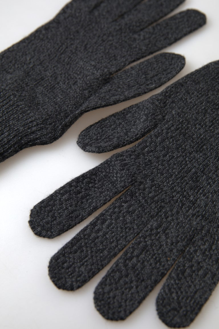 Elegant Virgin Wool Winter Gloves in Gray Dolce & Gabbana