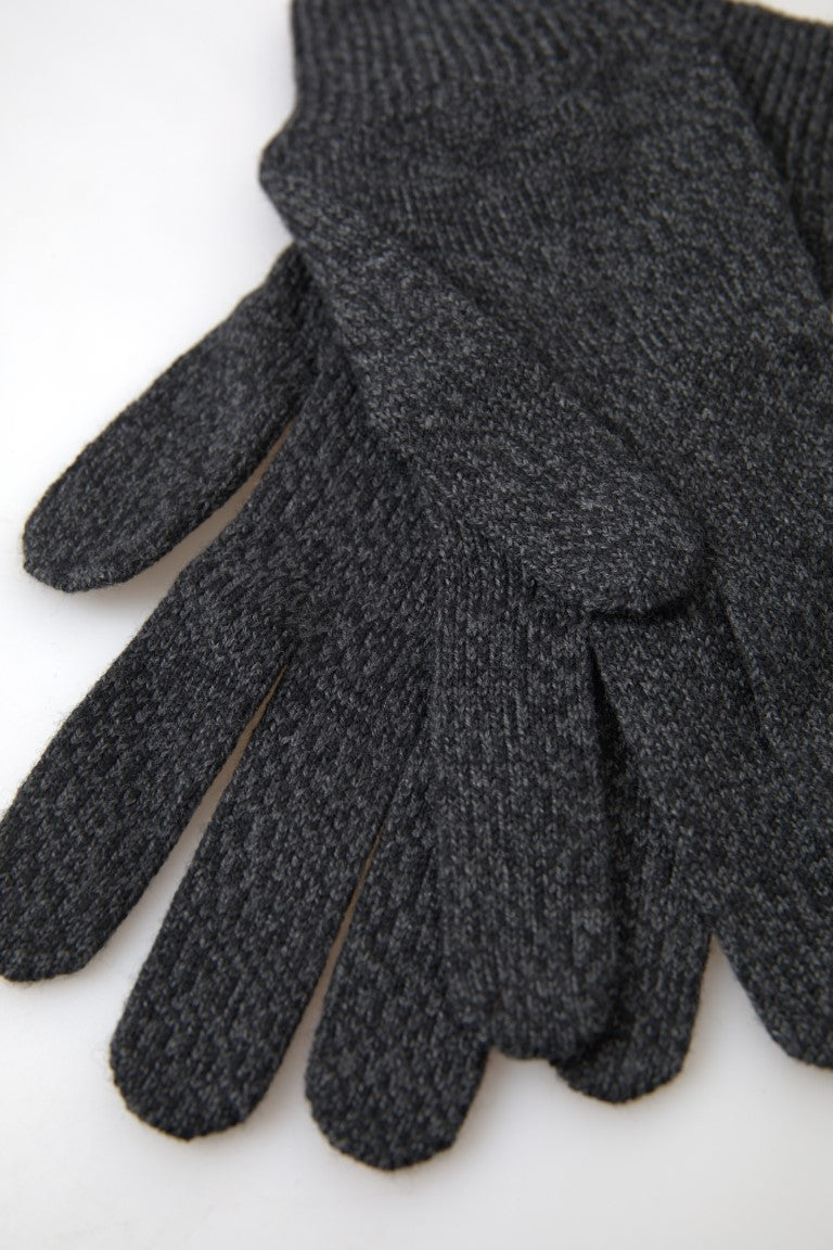 Elegant Virgin Wool Winter Gloves in Gray Dolce & Gabbana