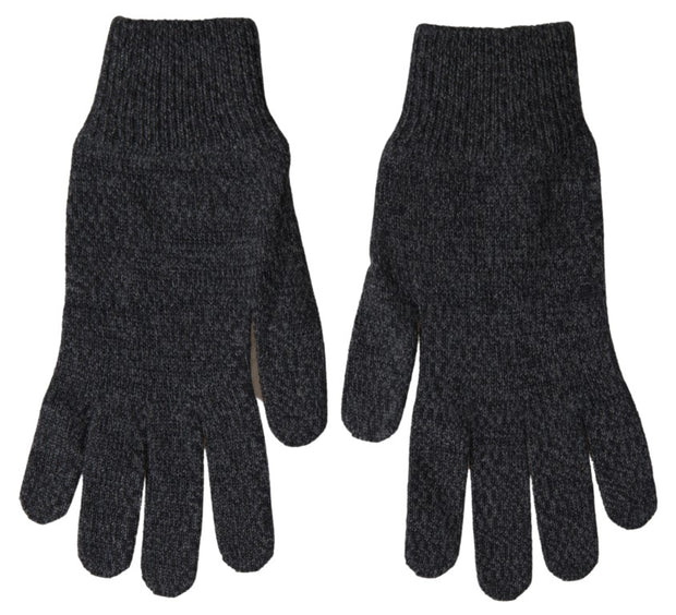 Elegant Virgin Wool Winter Gloves in Gray Dolce & Gabbana