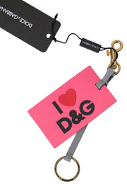 Chic Pink Leather-Trimmed Keychain Dolce & Gabbana