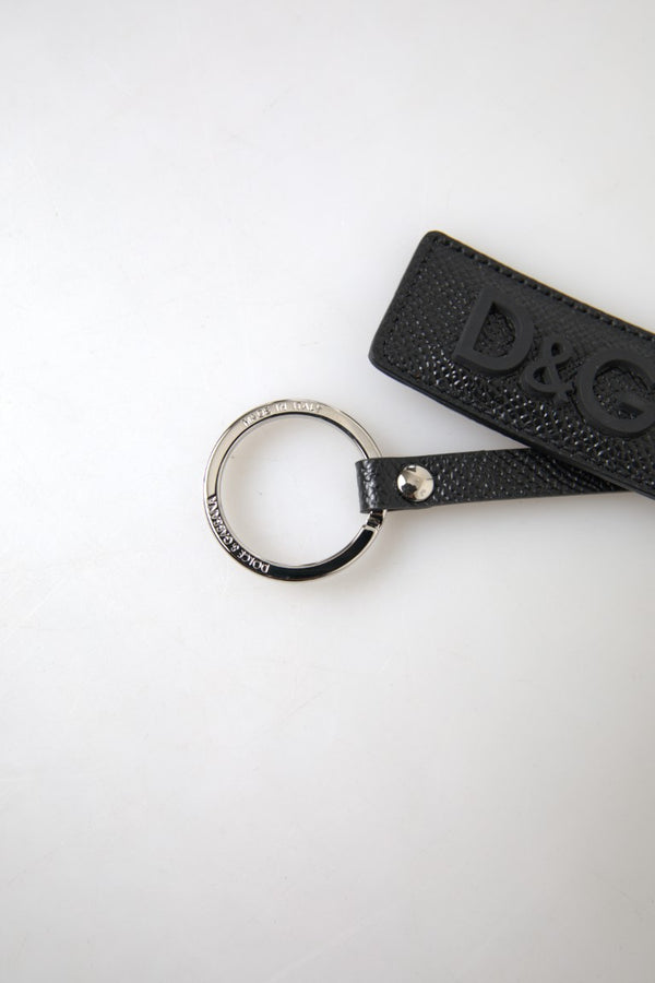 Elegant Black Leather Keyring Accessory Dolce & Gabbana