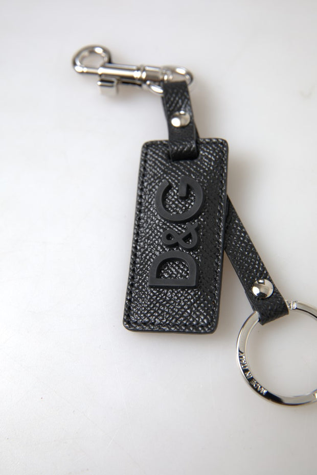 Elegant Black Leather Keyring Accessory Dolce & Gabbana