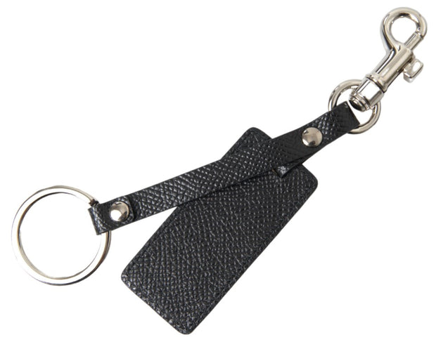 Elegant Black Leather Keyring Accessory Dolce & Gabbana