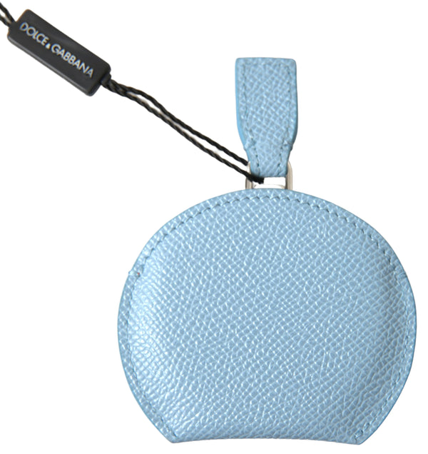 Elegant Leather Mirror Holder in Light Blue Dolce & Gabbana