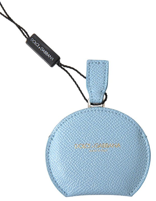 Elegant Leather Mirror Holder in Light Blue Dolce & Gabbana