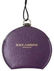 Elegant Purple Leather Mirror Holder Dolce & Gabbana