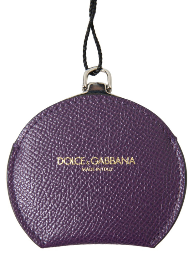 Elegant Purple Leather Mirror Holder Dolce & Gabbana