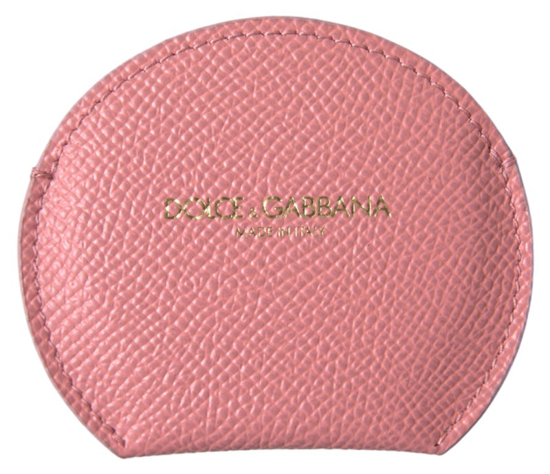 Chic Pink Leather Hand Mirror Holder Dolce & Gabbana