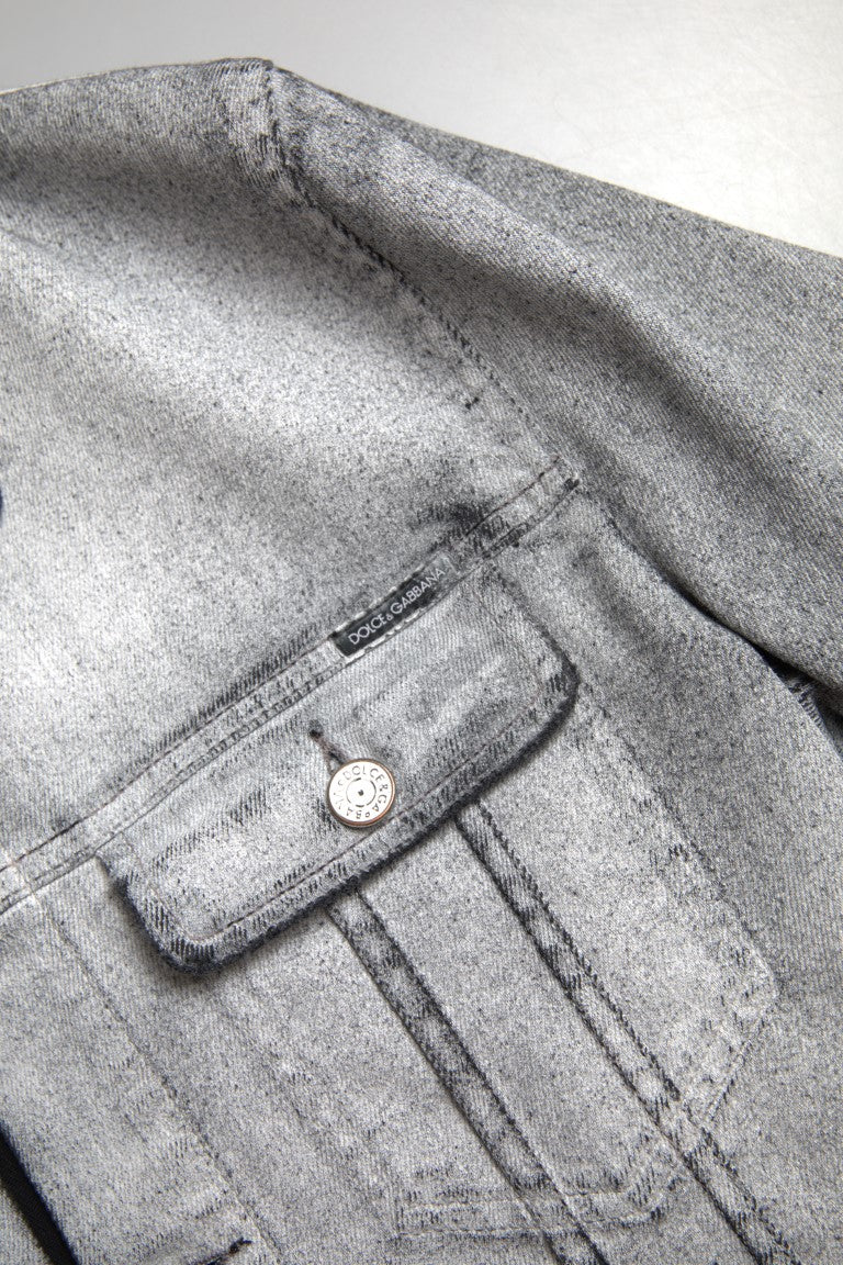 Elegant Gray Cotton Stretch Denim Jacket Dolce & Gabbana