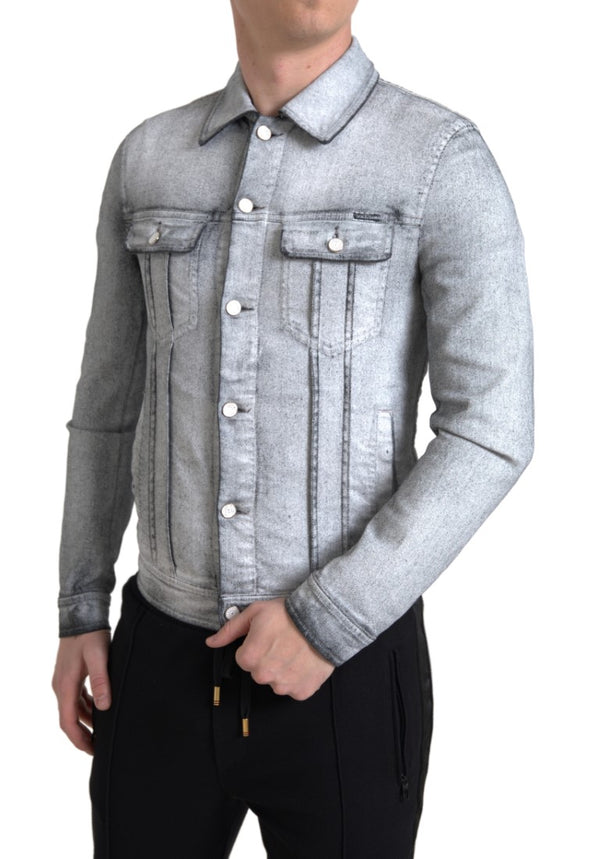 Elegant Gray Cotton Stretch Denim Jacket Dolce & Gabbana