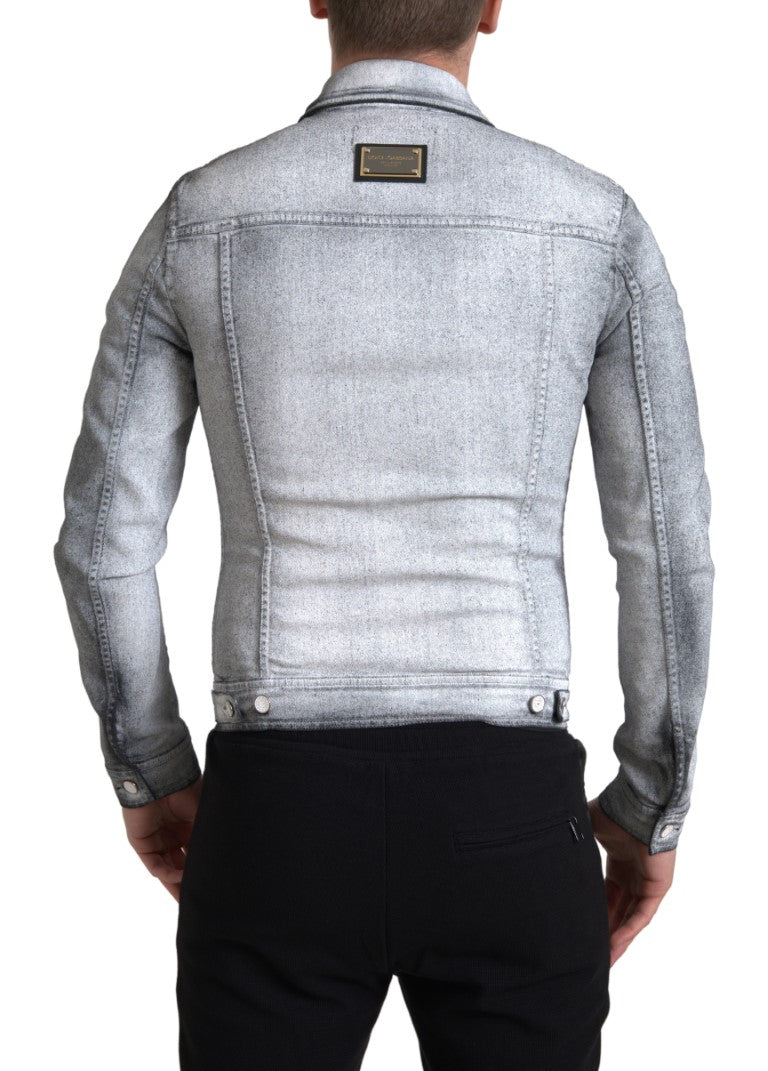 Elegant Gray Cotton Stretch Denim Jacket Dolce & Gabbana