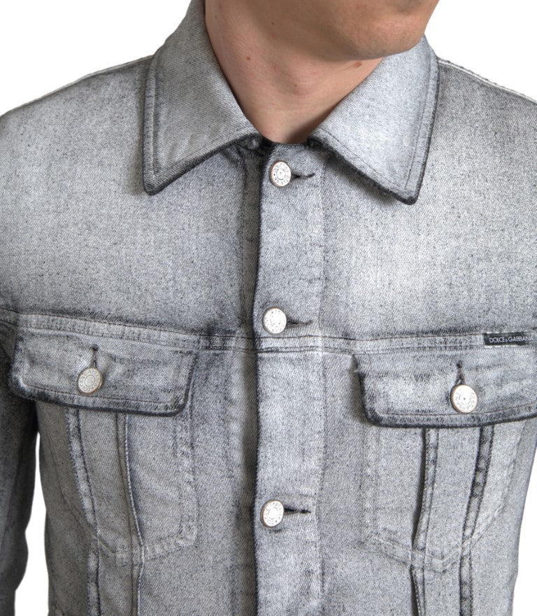 Elegant Gray Cotton Stretch Denim Jacket Dolce & Gabbana