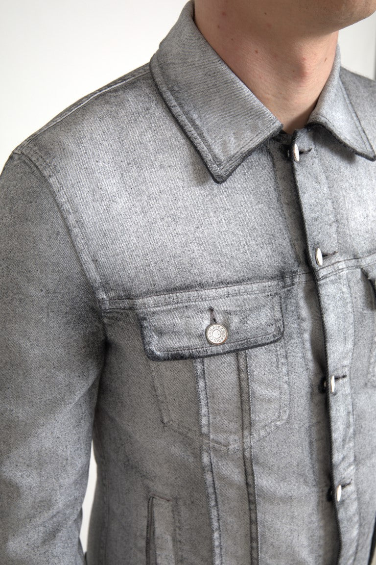 Elegant Gray Cotton Stretch Denim Jacket Dolce & Gabbana