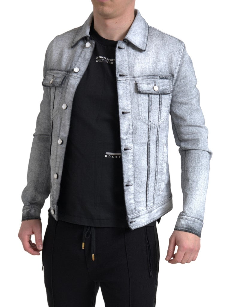 Elegant Gray Cotton Stretch Denim Jacket Dolce & Gabbana