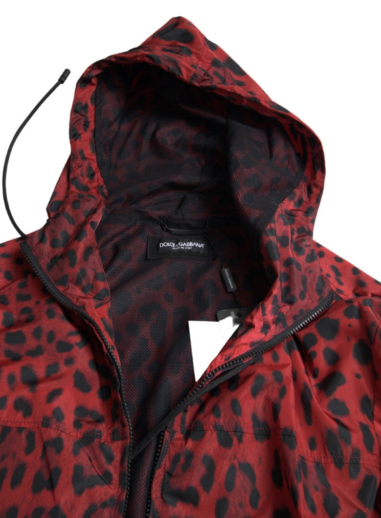 Red Leopard Hooded Bomber Jacket Dolce & Gabbana