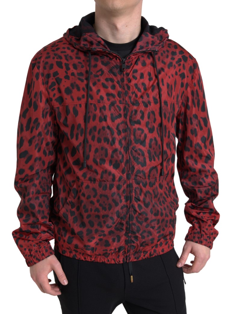 Red Leopard Hooded Bomber Jacket Dolce & Gabbana