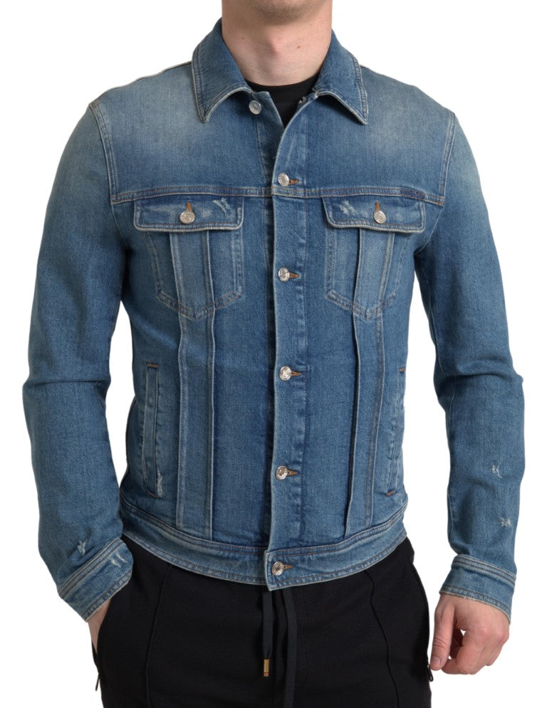 Elegant Blue Denim Stretch Jacket Dolce & Gabbana