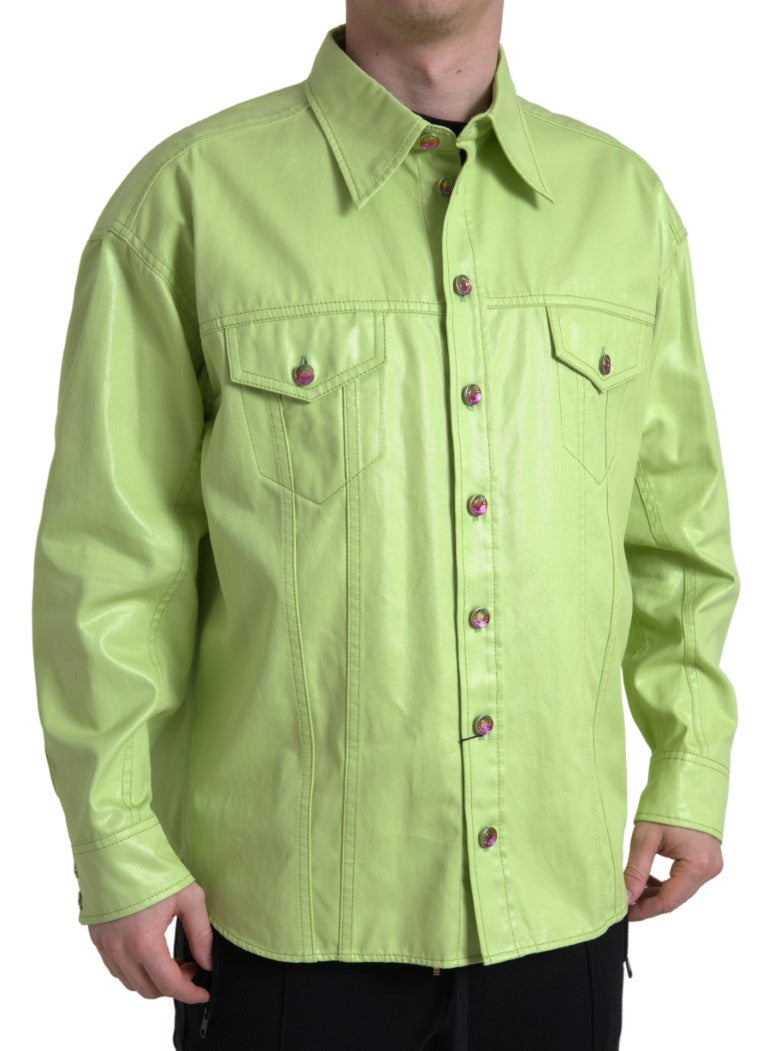 Elegant Light Green Cotton Button Down Shirt Dolce & Gabbana