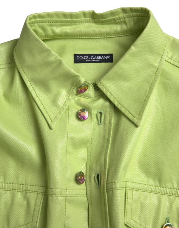 Elegant Light Green Cotton Button Down Shirt Dolce & Gabbana