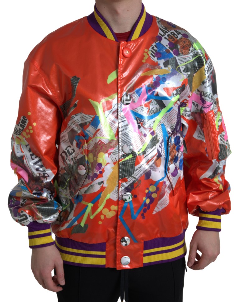 Elegant Orange Bomber Jacket - Men's Luxury Outerwear Dolce & Gabbana