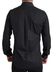 Elegant Black Gold Button Formal Shirt Dolce & Gabbana