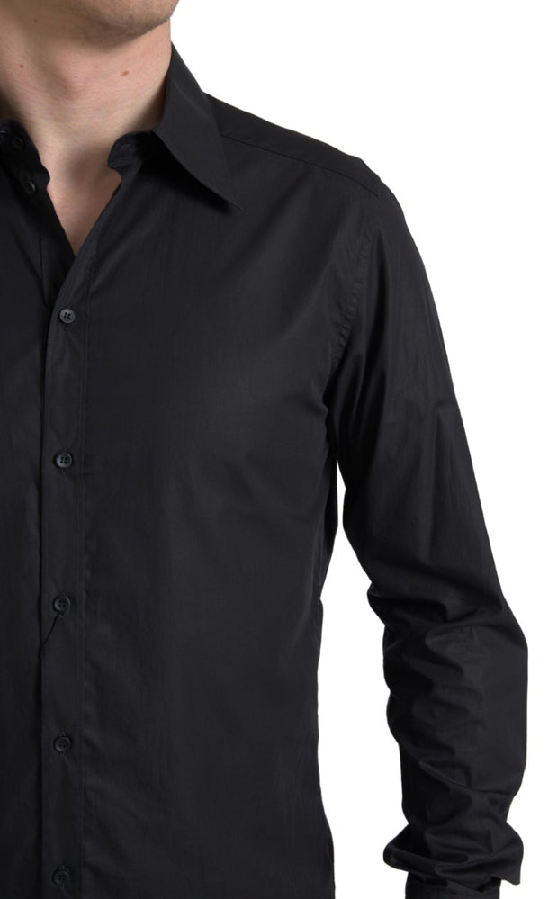 Elegant Black Gold Button Formal Shirt Dolce & Gabbana