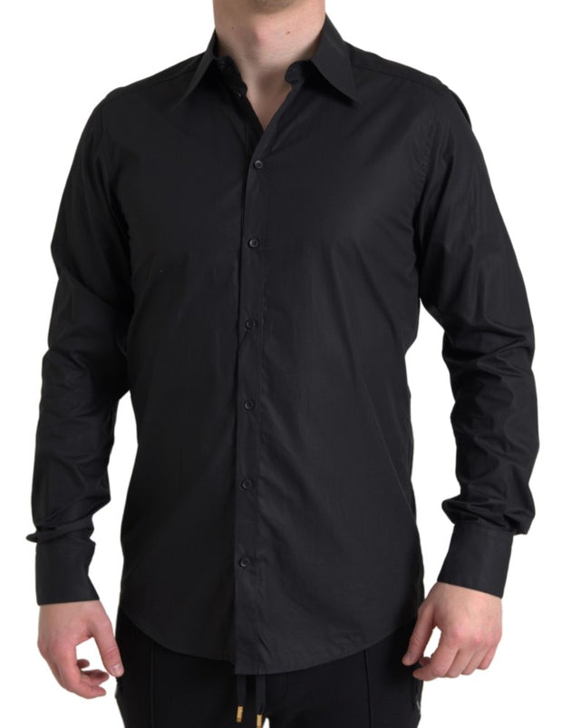 Elegant Black Gold Button Formal Shirt Dolce & Gabbana