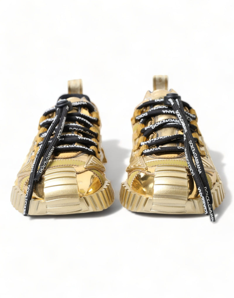 Gleaming Gold-Toned Luxury Sneakers Dolce & Gabbana