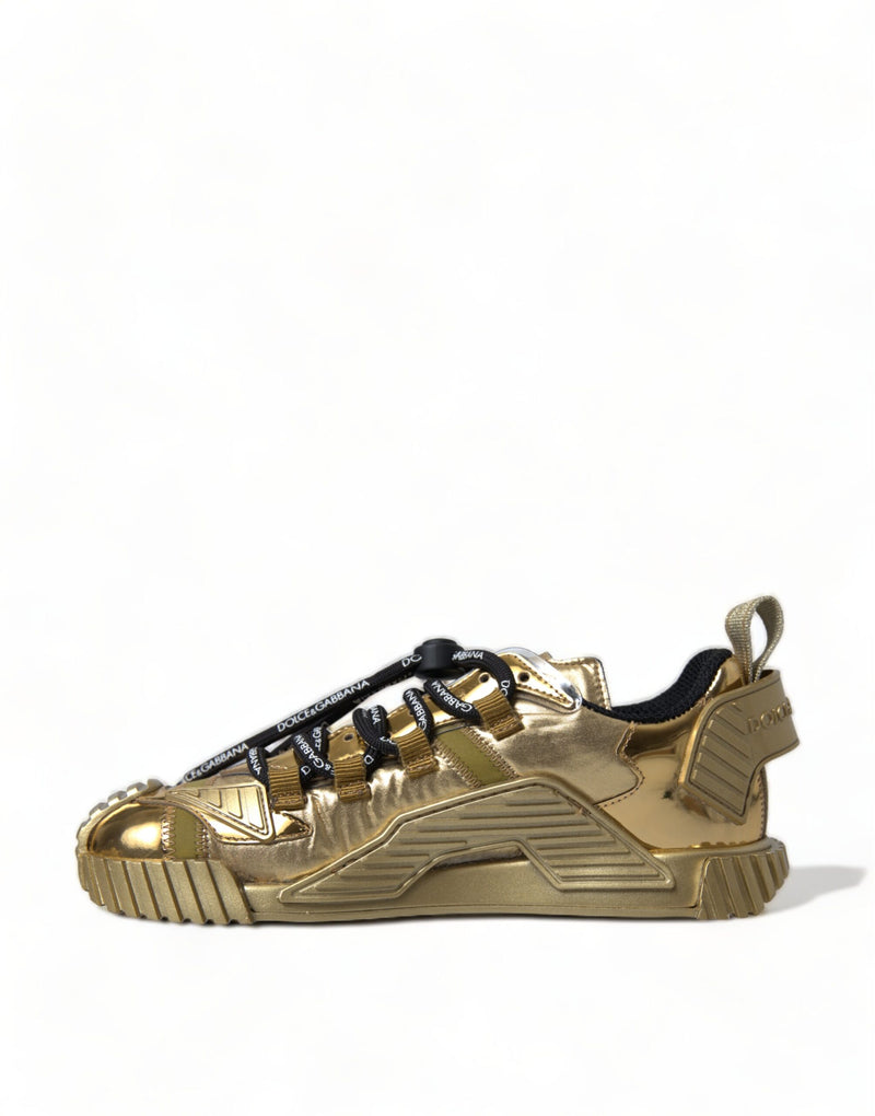 Gleaming Gold-Toned Luxury Sneakers Dolce & Gabbana