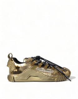 Gleaming Gold-Toned Luxury Sneakers Dolce & Gabbana