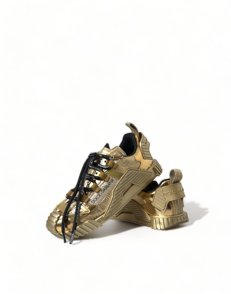 Gleaming Gold-Toned Luxury Sneakers Dolce & Gabbana