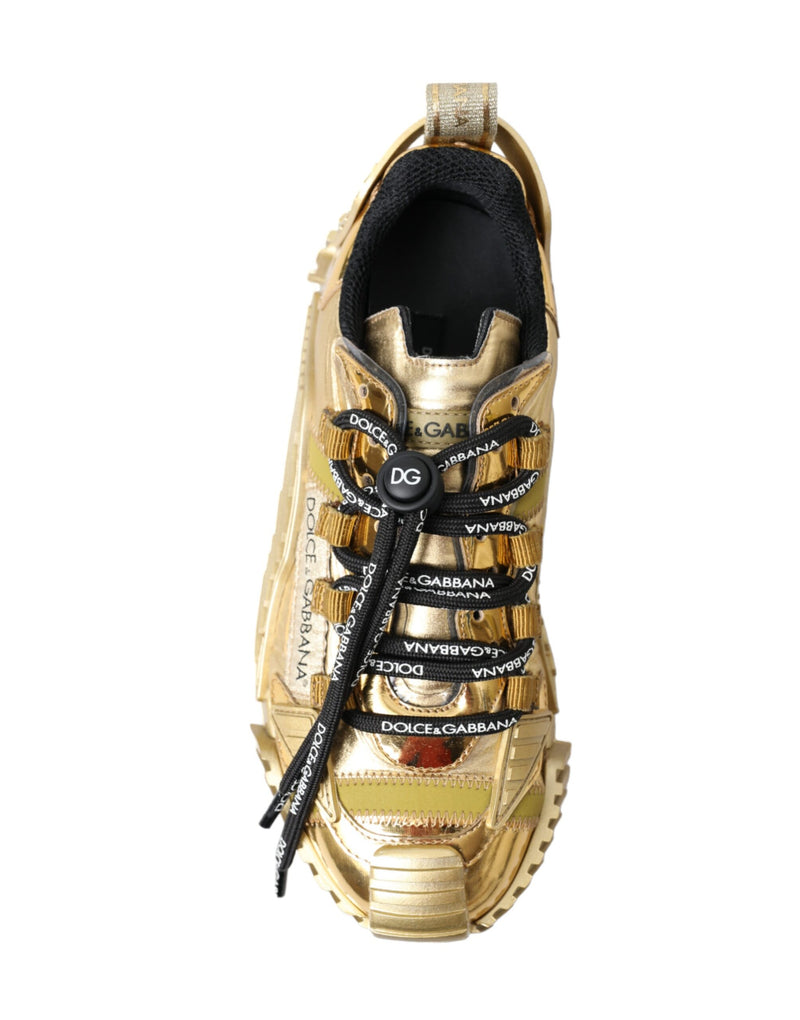 Gleaming Gold-Toned Luxury Sneakers Dolce & Gabbana