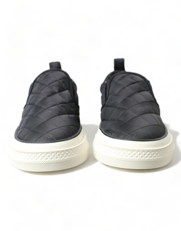 Elegant Quilted Black Canvas Sneakers Dolce & Gabbana