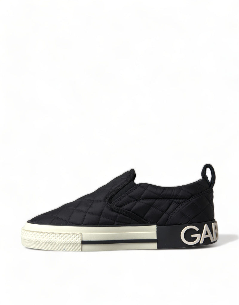 Elegant Quilted Black Canvas Sneakers Dolce & Gabbana