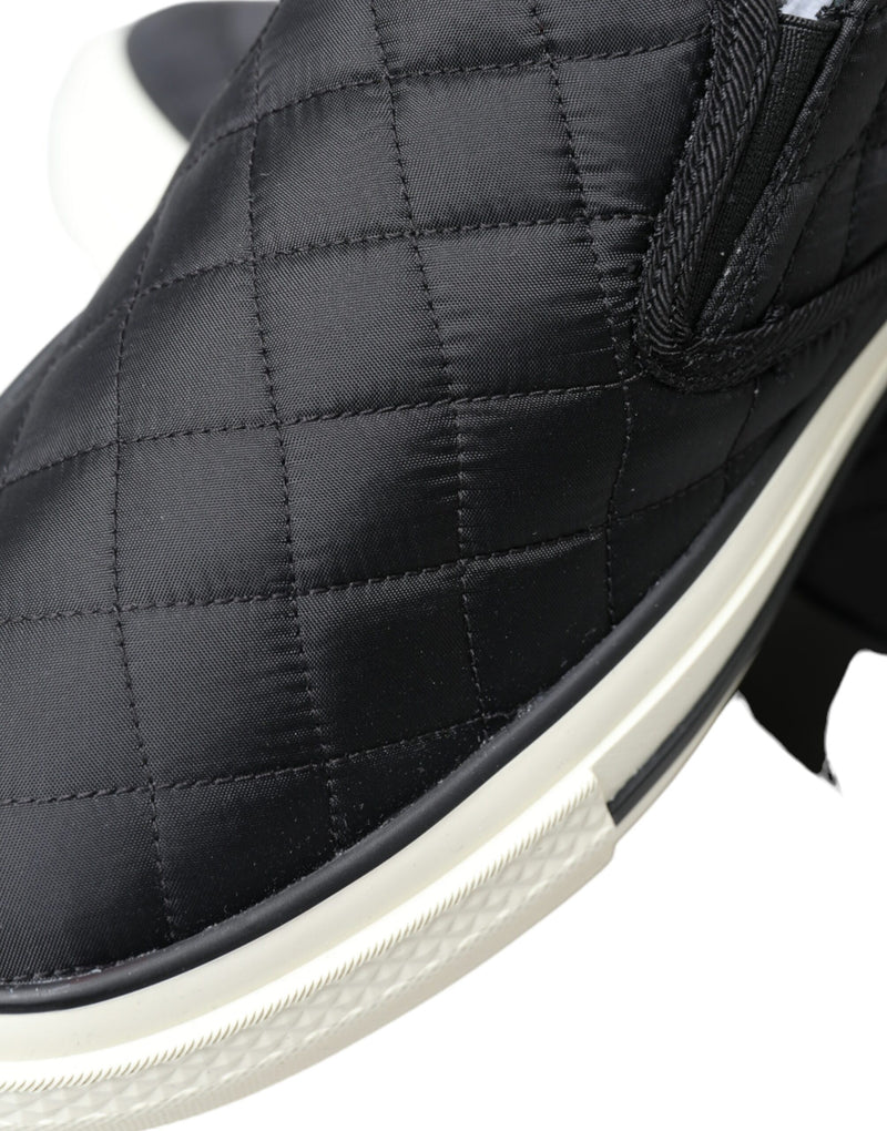 Elegant Quilted Black Canvas Sneakers Dolce & Gabbana