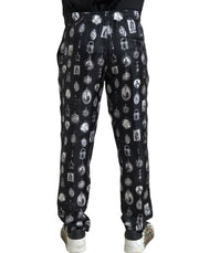 Elegant Silk Joggers with Religious Print Dolce & Gabbana