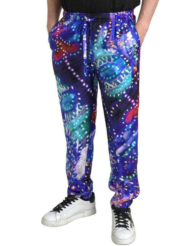 Multicolor Silk Jogger Pants Dolce & Gabbana