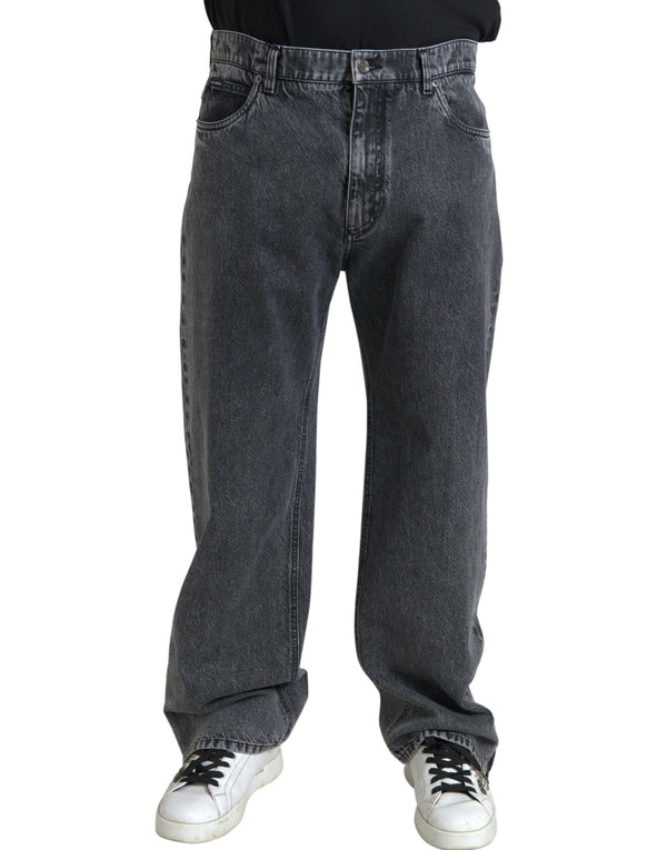 Elegant Dark Grey Straight Denim Jeans Dolce & Gabbana