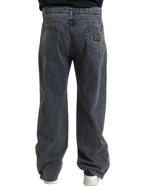 Elegant Dark Grey Straight Denim Jeans Dolce & Gabbana